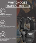 Image of black Gel Ear Seals Shooting Earmuffs with NRR 26dB Noise Reduction, featuring gel memory foam seals and lightweight design