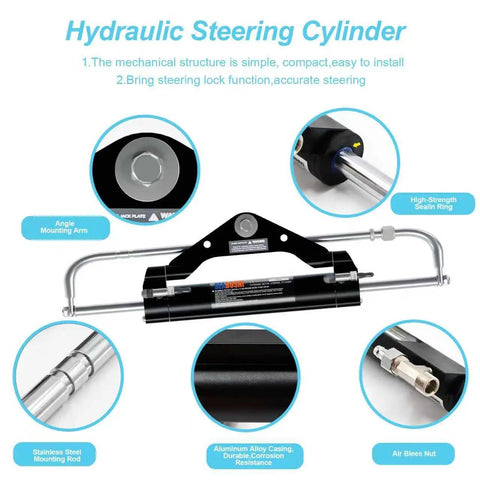 150 HP Outboard Steering Cylinder For Boats Front Mounted Marine Steering System with stainless steel components