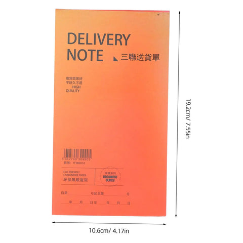 Three Part Carbonless Invoice And Receipt Book Pad For Small Biz Fast Billing Clear Order Forms Cash Receipts Handy Record Keeping For Stores Warehouses Retail And Repair Shops orange 10.6x19.2cm delivery note cover