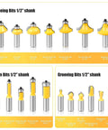 Top Shelf Flush Trim Router Bits Set With Thirty Five Tungsten Carbide Mills That Make Quick Work Of Sanding And Finish Each Wood Project With Zero Hassle Today, showing various router bits.