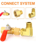 Five Pack 90 Degree Brass Pipe Elbows, 1/4 Inch NPT Male To 1/4 Inch NPT Female Fittings, Barstock Street Elbows; plumbing connection system