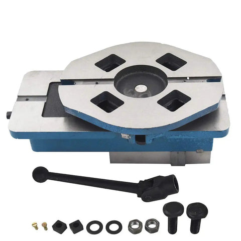 Beefy Mill Vise With 360 Degree Swivel Base For Milling Shaping And Drilling Machines 4.56 Inch Jaw Opening, top view with parts