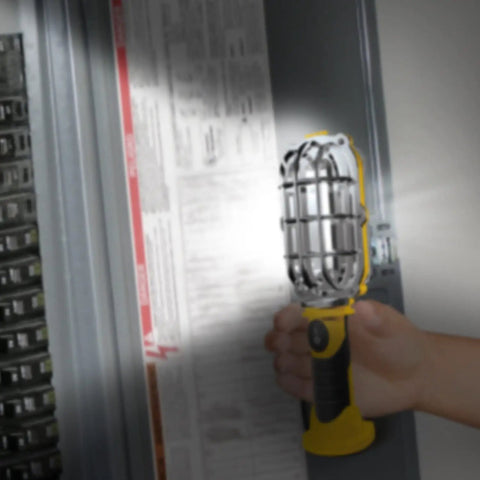 Ultra Bright Cordless LED Work Light With Magnetic Base 500 Lumens Battery Powered AA Batteries Included Handy light held in hand