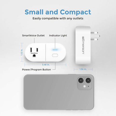 Dimensions of Offline Voice Control Wall Plug With 30 Plus Commands No WiFi No App No Setup Smart Outlet Extender For Home