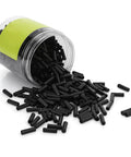 Shifter and Brake Cable End Caps 4mm Ferrules, 500 Pack Plastic Derailleur Cable Tips spilled from a transparent jar