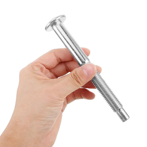 Heavy Duty Stainless Steel Truck Bed Mounting Bolts Nut Hardware Kit For Beefy Frame Install With Body Mount Bushings Silver Finish Bolt On Replacement For Truck Bed And Frame Repair, one stainless steel bolt in hand