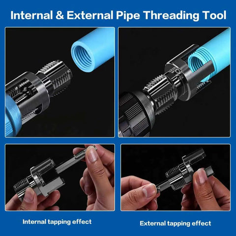 Versatile 3 Piece PVC Pipe Threader Set For Internal And External Threading For 1/2 Inch 3/4 Inch And 1 Inch Pipes With Hex Shank Quick Change Heavy Duty Carbon Steel Construction Fits Electric Drills DIY Pro Grade Pipe Threading Tools