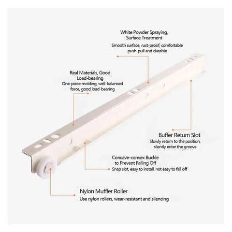 Heavy Duty Drawer Slides 12 Inch Pair Soft Close Track For Cabinets And Furniture with nylon muffler roller and buffer slot