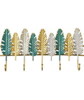 Heavy Duty Wall Mounted Coat Rack For Entryway And Office Straight Up Sturdy Iron Build with leaf design, 8 hooks for organization.
