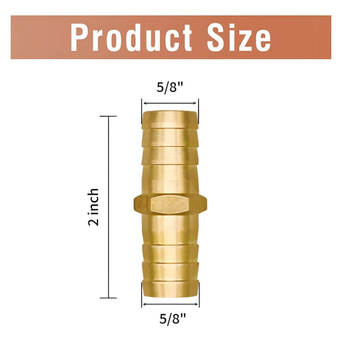 Top Tier 5/8 Hose Barb Fitting Kit With Solid Brass Splice Connectors Plus Stainless Clamps For Fixing Garden Fuel Cooler Or Drip Irrigation Lines Leak Proof And Rust Resistant Soaker Hose Repair Tool You Need, 5/8" brass connector size, 2 inch