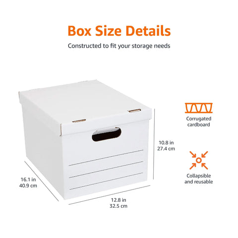 Medium Duty Storage And Filing Boxes With Lids And Handles Legal Letter Size Collapsible Foldable Tape Free Assembly Super Strong 700 Pound Stacking Strength Double Walled Bottom And Ends 12 Pack White Reusable And Easy To Set Up