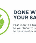 Recycle symbol with instructions to return or recycle SlatWall 12 Inch White Sample For Quick Color Check And Hands On Project Planning Perfect Way To Preview Configurations And See How It Looks Before You Buy.