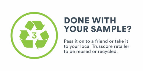 Recycle symbol with instructions to return or recycle SlatWall 12 Inch White Sample For Quick Color Check And Hands On Project Planning Perfect Way To Preview Configurations And See How It Looks Before You Buy.
