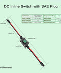 DC 12V Inline Toggle Switch Waterproof IP67 Rated 25A With 12AWG Wires Two Way Input Output Perfect For Automotive Marine RV DIY Projects Plug And Play Weatherproof On Off Power Control, shown with SAE plug and 42cm wire