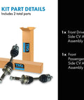 Premium Front CV Axle Shaft Assembly Pair With Sealed Boots And Fasteners Direct Replacement Kit Left And Right displayed with packaging.