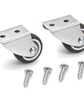 Hella Smooth Silent TPE Fixed Caster Wheels Two Pack Black nonmarking rollers with steel mounts and screws for easy installation.
