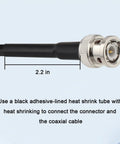 Close-up of connector on 50 Ohm RG58 BNC Cable 30 Ft BNC Male To BNC Male Coax For Antenna Analyzer and RF Applications