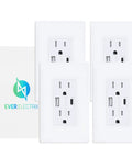 Image of 4 Pack Dual USB Wall Outlet With Type A And Type C Ports, 25W 5.0A High Speed USB Charging, 15A Tamper Resistant Receptacle.