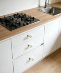 Two Tone White Matte Cabinet Pulls With Gold Mounting Brackets Stainless Steel Hardware For Modern Kitchen Cabinets And Dressers 50mm Size 8 Pack Durable Easy Install Upgrade Your Cabinets With These Sleek Two Tone Pulls on white kitchen drawers