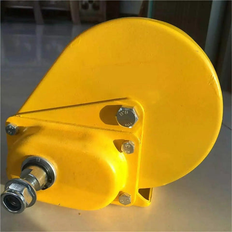 Heavy Duty Electric Hoist 2600 LB Manual Winch hand crank brake pully in yellow, designed for lifting in warehouses and garages.