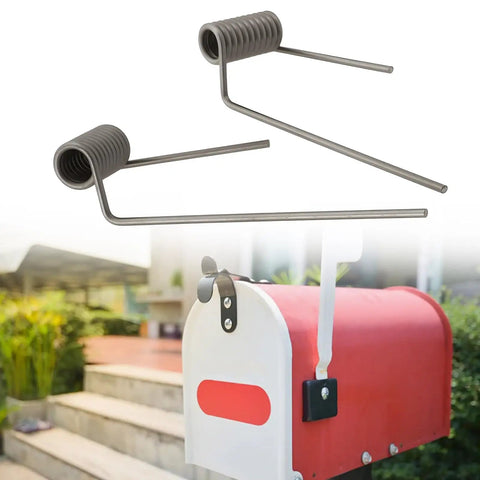 Heavy Duty Letterbox Hinge Springs With Flex Arms Dual Size Fit Premium Steel Construction For Rock Solid Mailboard Flap Action Knockout Replacement Hardware Easy Swap Out Built Tough To Last on mailbox with background