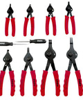 Beast Of A 10 Piece Snap Ring Pliers Set For Internal And External Rings With Heat Treated Chrome Molybdenum Steel And Comfortable Insulated Vinyl Handles Includes 10 Different Sized Pliers displayed
