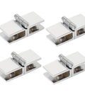 4 Pack Double Sided Glass Door Clamp Hinges 5mm To 8mm Fits Heavy Duty Shower Doors With 180 Degree Swing Premium Stainless Steel Construction Rock Solid Durable Glass Door Hardware For Smooth Quiet Operation, four hinges