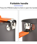 Ultimate Outdoor Cooking Set For Camping And Trekking with foldable handle pots detail
