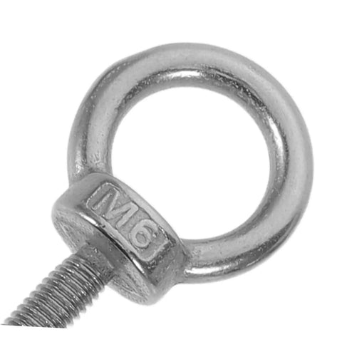 Heavy Duty Eye Bolts M6x20 With Flat Washer Spring And Nylon Nut Stainless Steel Construction For Tough Lifts Rock Solid Anchors And Rugged Mounts In Industrial Or Home Projects.
