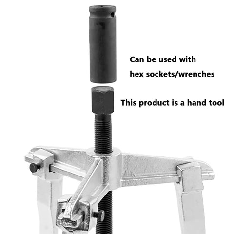 Heavy Duty 3 Jaw Reversible Internal External Gear Puller Tool Kit Forged From Solid Chrome Vanadium Steel Badass Mechanical Extractor For Bearings And Pulleys Without Wasting Time As Serious Mechanic Fixing Old Engines In His Local Garage Workshop, 3-jaw puller with hex socket adaptor