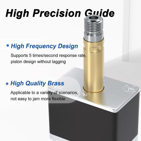Close-up of One Quarter Inch NPT AC110V Solenoid Valve Two Way Normally Closed Electric Valve featuring brass component and precision guide details.