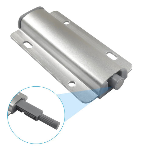 2 Pack Push To Open Aluminum Cabinet Latches For Cabinets, Drawers And Wardrobes No Knob Hidden Hardware Silver Finish