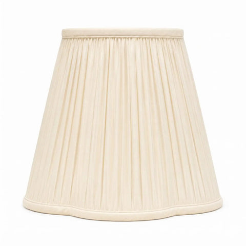 Bottom Scallop Gather Pleat Basic Lamp Shade 8 x 16 x 13 Eggshell Hand Tailored Silk Type Shantung with Softback Polycotton Lining