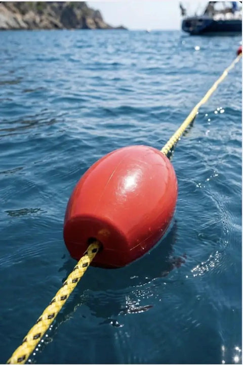 Red marine rope float on water with yellow line, Snap Lock Rope Floats Green 1 Count Durable Marine Rope Floats With Quick Lock System