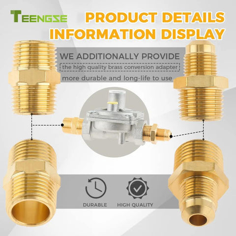 Teengse 1/2 in natural gas pressure regulator with brass 1/2 in NPT adapters for NG/LPG