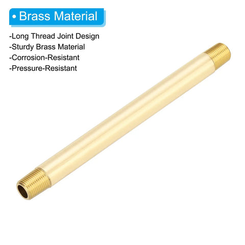 One Eighth Inch NPT Brass Pipe Fitting Long Nipple, Five Pack, Five Inch Length in brass material with thread design