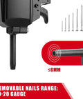 Punch Nailer And Nail Remover And Nail Puller For Woodwork And Pallets 10 To 20 Gauge showcasing removable nail range