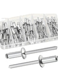 Alloy Aluminum Blind Rivet Kit With 5 Sizes, 70 Piece Assortment, Easy Pop Rivets in open organizer box