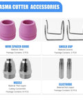 Plasma Cutter Torch Consumables Kit.040 Inch Tips For SG-55 And WSD-60 Cutters, pink wire spacer guides, steel shield cups.