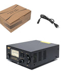 Beefy 13.8V 30A DC Power Supply For Radios With Cigarette Plug, box and power cord shown, ideal for HAM CB VHF UHF radio gear