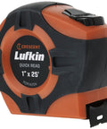 1 Inch By 25 Foot Tape Measure With Quickread, Hi Vis Orange Case, Pivot Lock, Easy Grip, A3 Blade, Vertical Numbering