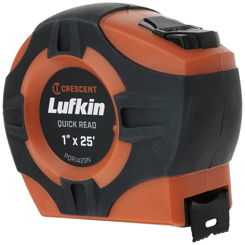 1 Inch By 25 Foot Tape Measure With Quickread, Hi Vis Orange Case, Pivot Lock, Easy Grip, A3 Blade, Vertical Numbering
