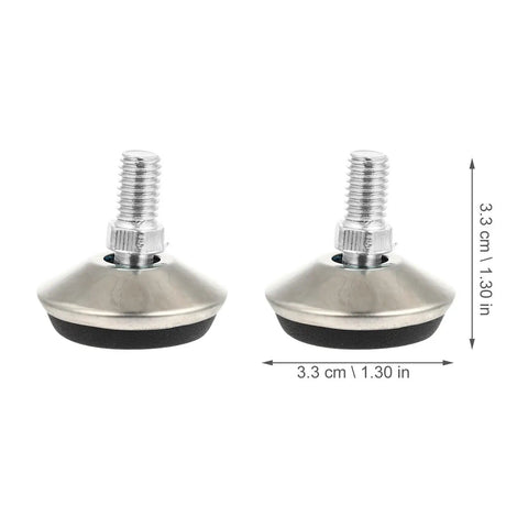 Close-up of two Ten Piece Adjustable Furniture Leveling Legs With Stainless Steel Swivel Feet Heavy Duty Table Leg Levelers