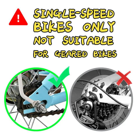 Image showing compatibility of Heavy Duty Bicycle Training Wheels For 14 To 20 Inch Bikes Kid Friendly And No Fuss Install Durable Steel Bracket Support For Single Speed Bikes Stable Balance Training Wheels To Help Kids Learn To Ride With Confidence with single-speed bikes, not geared ones.