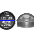 Three and One Half Inch Aluminum Chain Link Fence Post Cap for Three and One Half Inch Outside Diameter Posts with fit details