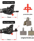 MT200 Hydraulic Disc Brake Set for Mountain Bikes dual piston calipers with protective plate and original brake pads