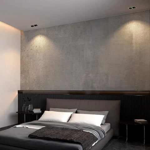 Bedroom with Dimmable 2-Head LED Recessed Spotlight Kit With Cree COB, 14W Total, 2x7W, ceiling lights on gray wall