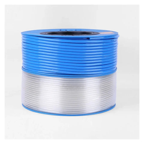 Heavy Duty 80 Meter Blue Polyurethane Pneumatic Air Hose 14Mm X 10Mm slick flow tubing displayed in a roll on white background.
