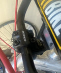 Close up of 22.2Mm Aluminum Forged Bike Stem, 48Mm Length, 0 Degree, 7/8 Inch Handlebar, Fits E Bike Dirt Pit BMX MTB, installed on bike