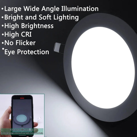 8 in IC Rated Recessed Ceiling Light, 18W 1260LM Slim Flat Panel LED Downlight with wide angle illumination and eye protection.